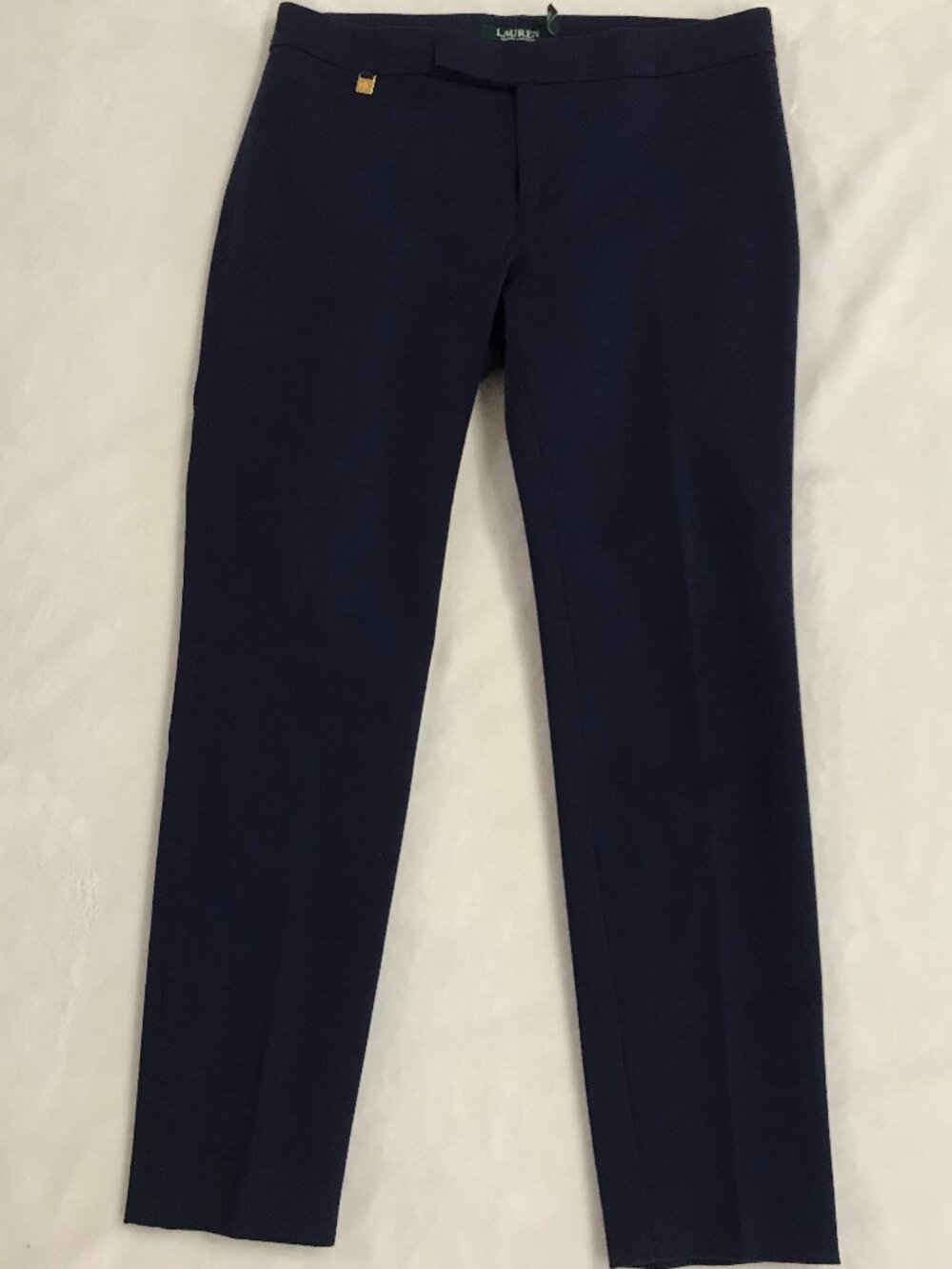 Lauren Ralph Lauren Petite 4P Navy Blue Pants Cotton Stretch Trouser